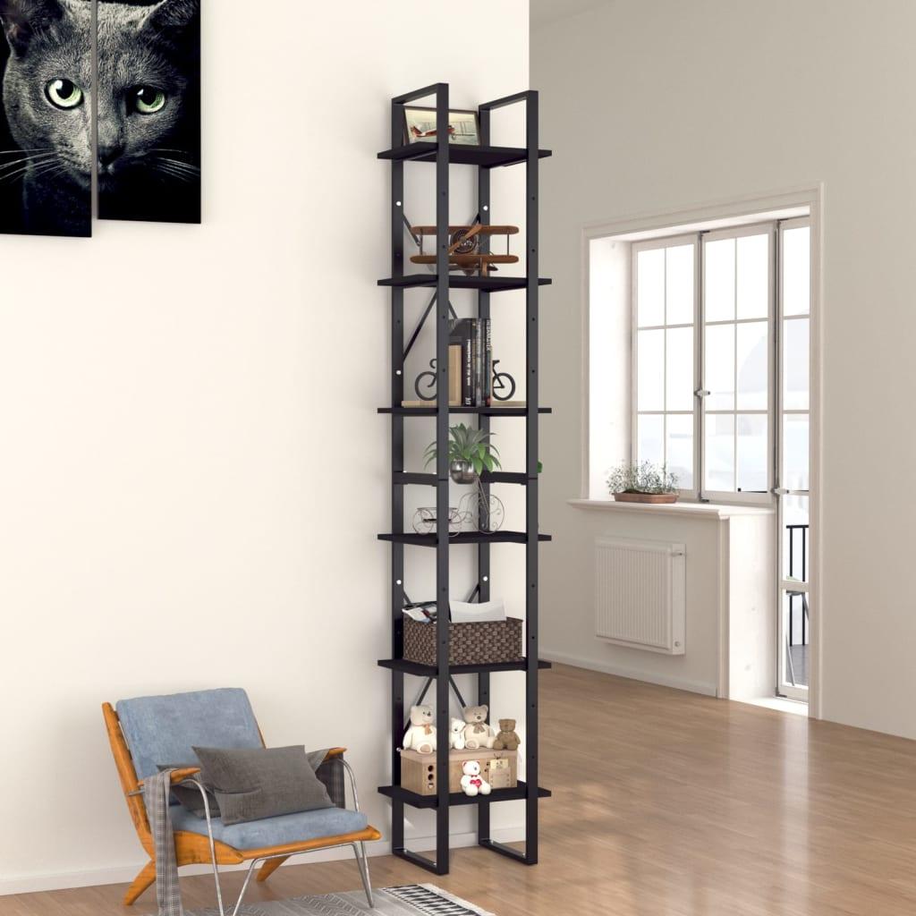 Bogreol med 6 hylder 40x30x210 cm konstrueret træ sort