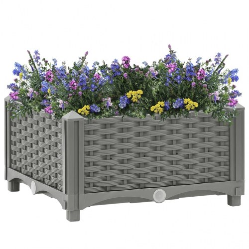 Højbed 40×40×23 cm - plantekasse i polypropylen, lysegrå