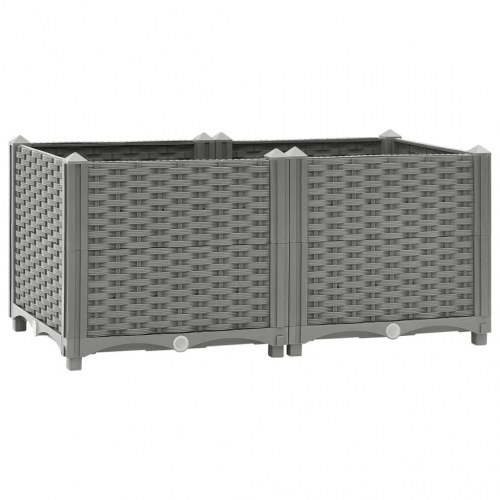 Højbed 80×40×38 cm i polypropylen - lysegrå rattanlook