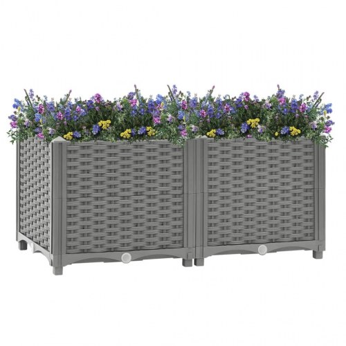 Højbed 80×40×38 cm i polypropylen - lysegrå rattanlook