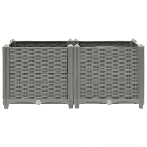 Højbed 80×40×38 cm i polypropylen - lysegrå rattanlook