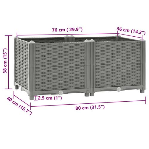 Højbed 80x40x38 cm polypropylen