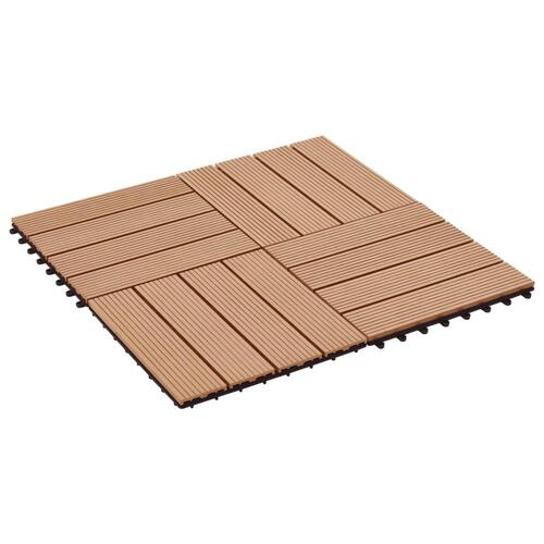 Terrassefliser 11 stk. WPC 30 x 30 cm 1 m2 teakfarvet