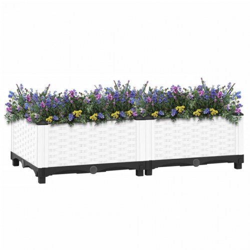 Højbed i rattanlook 80 × 40 × 23 cm - hvid polypropylen