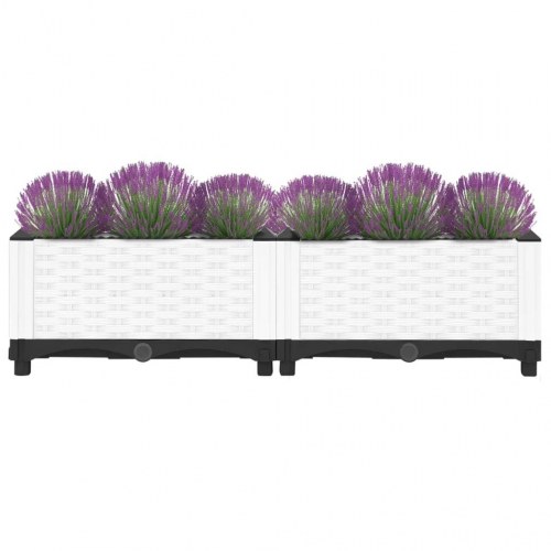 Højbed i rattanlook 80 × 40 × 23 cm - hvid polypropylen