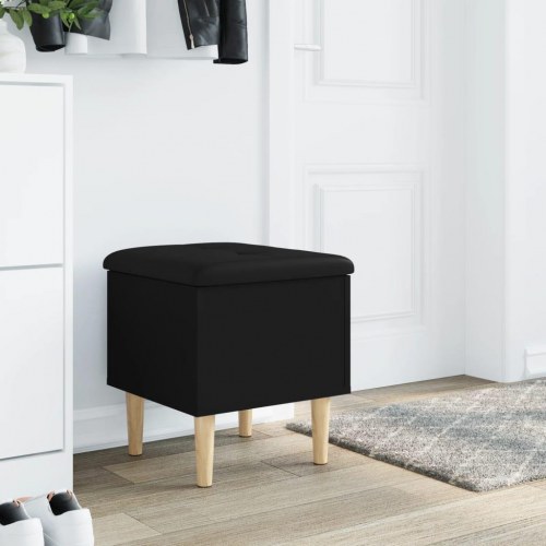 Opbevaringsbænk 42×42×46 cm i sort konstrueret træ med hynde