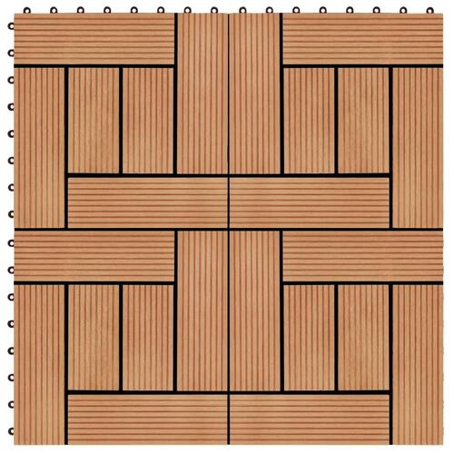 Terrassefliser 11 stk. WPC 30 x 30 cm 1 m2 teakfarvet