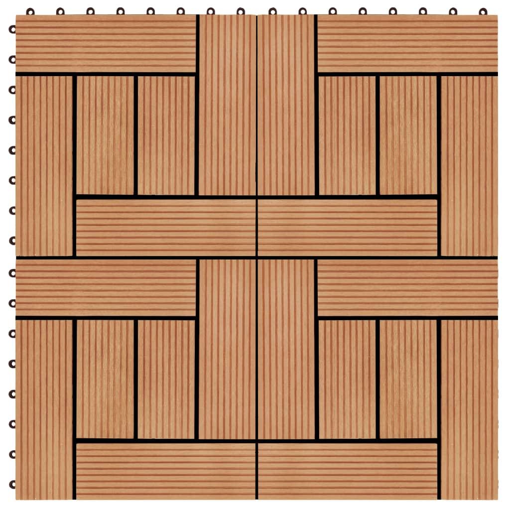Terrassefliser 11 stk. WPC 30 x 30 cm 1 m2 teakfarvet