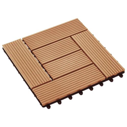 Terrassefliser 11 stk. WPC 30 x 30 cm 1 m2 teakfarvet