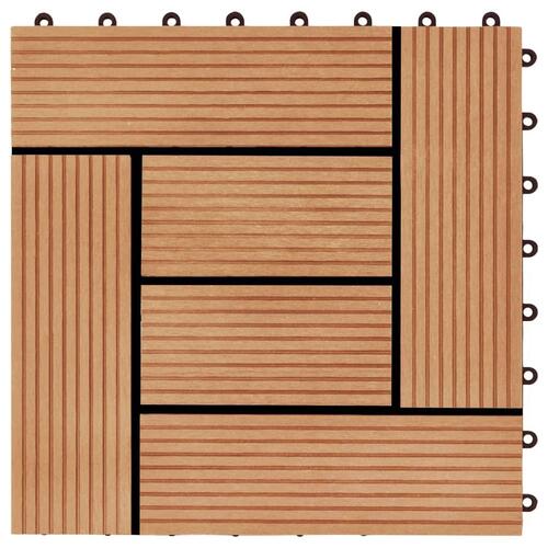 Terrassefliser 11 stk. WPC 30 x 30 cm 1 m2 teakfarvet