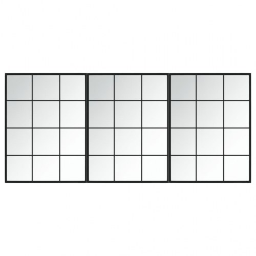 Vægspejl 3 stk. 80 × 60 cm - metal, sort