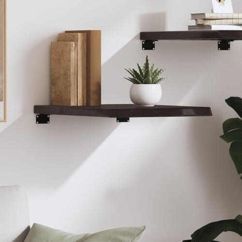 Væghylde 40x50x(2-4) cm behandlet massivt egetræ mørkebrun