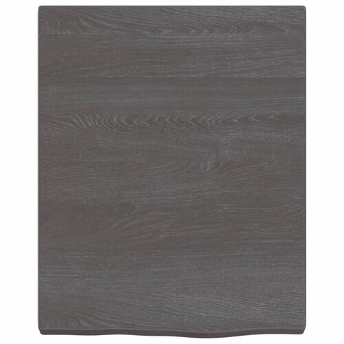 Væghylde 40x50x(2-4) cm behandlet massivt egetræ mørkebrun