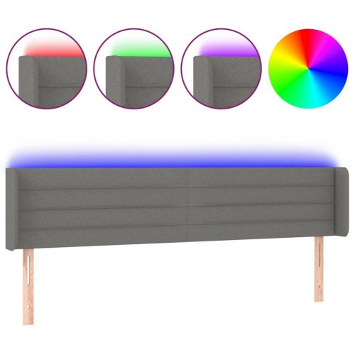 Sengegavl med LED-lys 183 x 16 x 78/88 cm - mørkegrå