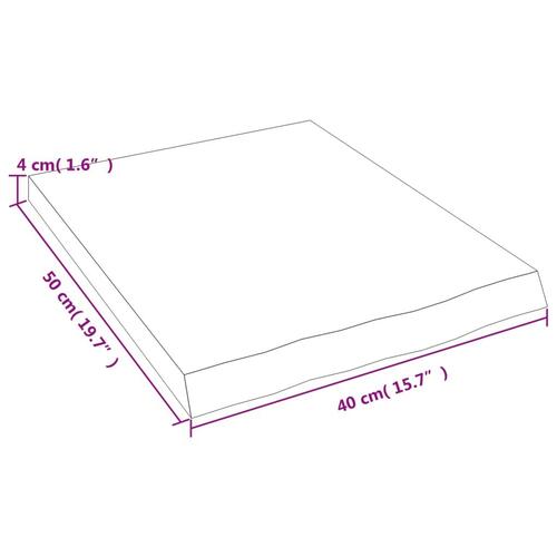 Væghylde 40x50x(2-4) cm behandlet massivt egetræ mørkebrun