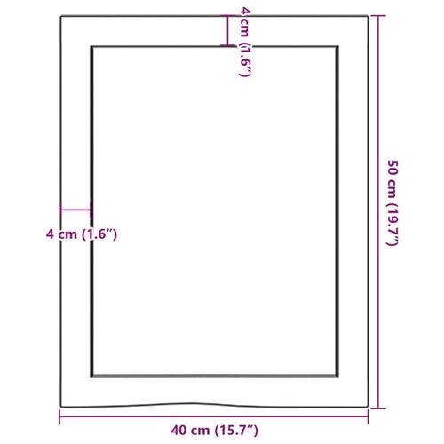 Væghylde 40x50x(2-4) cm behandlet massivt egetræ mørkebrun