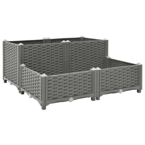 Højbed 80×80×38 cm i polypropylen - lysegrå rattanlook