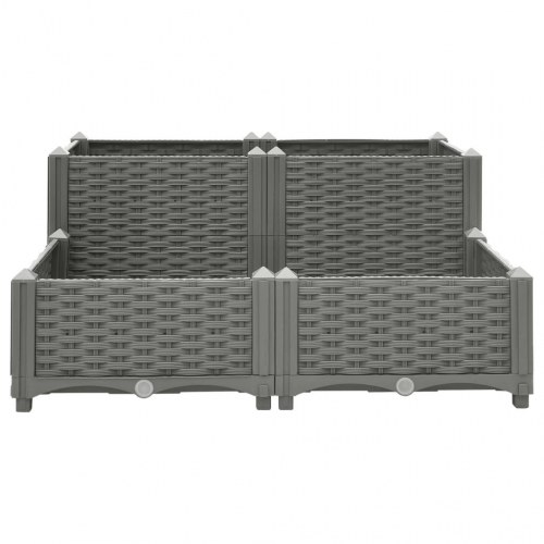 Højbed 80×80×38 cm i polypropylen - lysegrå rattanlook