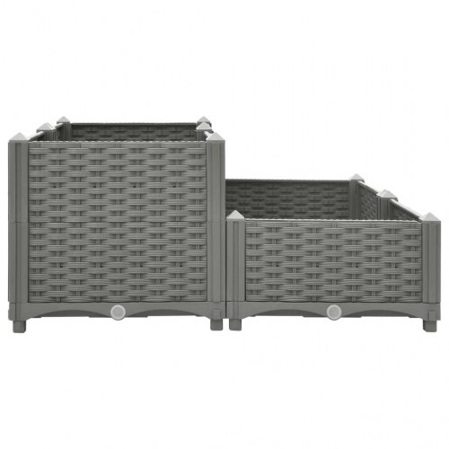 Højbed 80×80×38 cm i polypropylen - lysegrå rattanlook