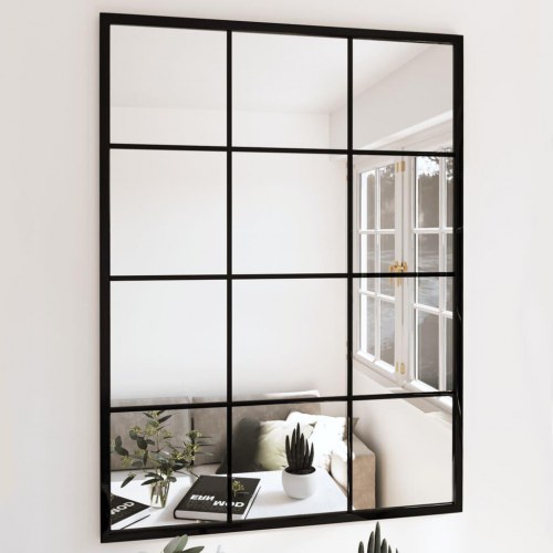 Vægspejl - 2 stk. 80 × 60 cm, metalramme i sort