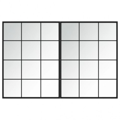 Vægspejl - 2 stk. 80 × 60 cm, metalramme i sort