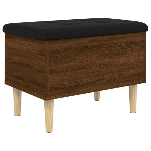 Opbevaringsbænk 62×42×46 cm - brun egetræsfarve med sort hynde