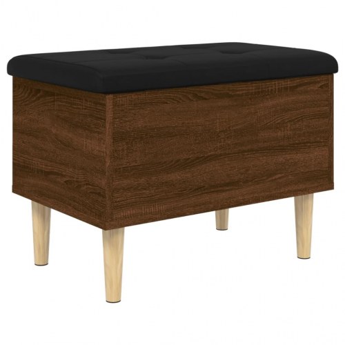 Opbevaringsbænk 62×42×46 cm - brun egetræsfarve med sort hynde