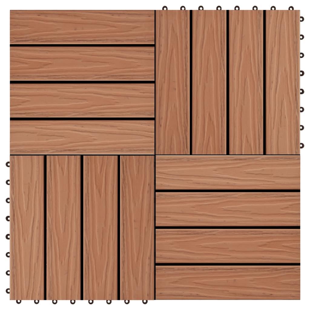 11 stk. terrassefliser med prægning 30x30 cm 1 kvm WPC lysebrun
