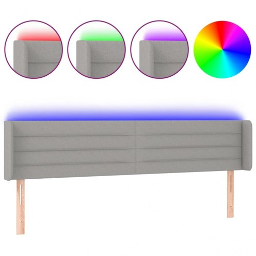 Sengegavl med LED-lys 203 x 16 x 78/88 cm - lysegrå