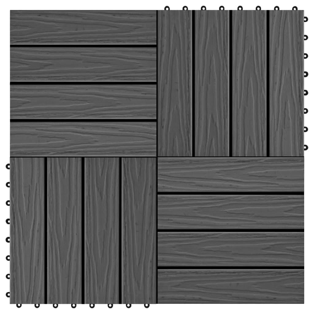 11 stk. terrassefliser med prægning 30x30 cm 1 m2 WPC sort