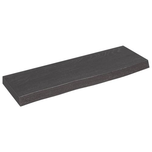 Væghylde 60x20x4 cm behandlet massivt egetræ mørkebrun