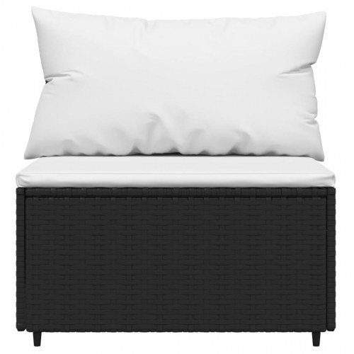 Midtermodul til havesofa i polyrattan - sort med hvide hynder
