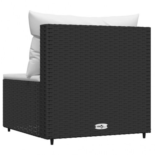 Midtermodul til havesofa i polyrattan - sort med hvide hynder
