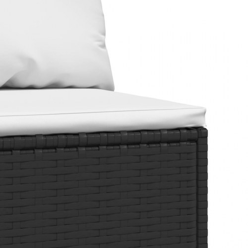 Midtermodul til havesofa i polyrattan - sort med hvide hynder