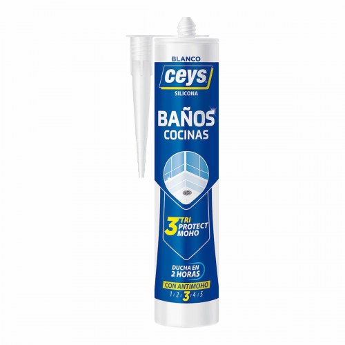 Silikone til bade og køkken Ceys Triprotect hvid 280 ml