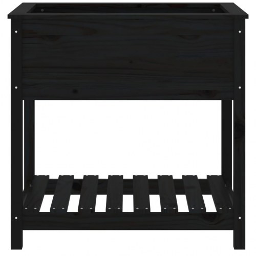 Plantekasse med hylde 82,5x54x81 cm massivt fyrretræ sort