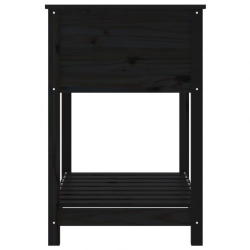 Plantekasse med hylde 82,5x54x81 cm massivt fyrretræ sort