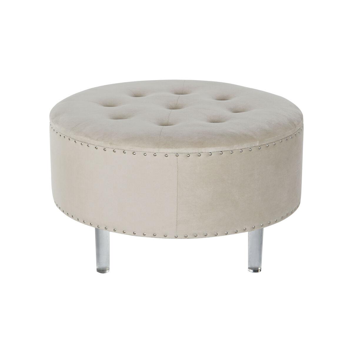 Stol Beige Sølvfarvet Polyester Træ Mdf