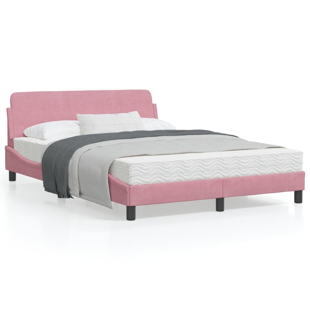 Sengeramme med sengegavl Dover Pink 140x200 cm Velour billede