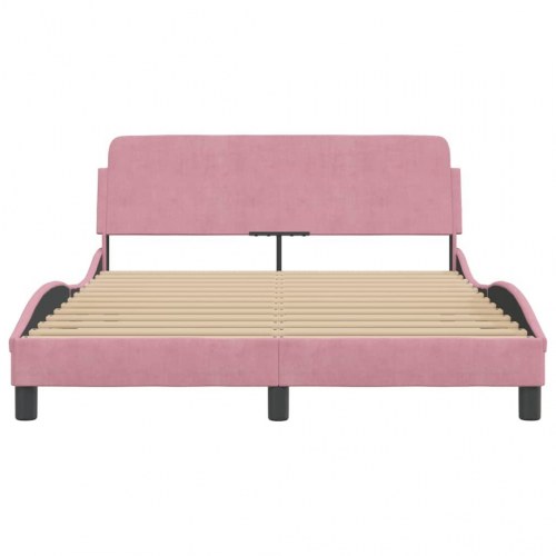 Sengeramme med sengegavl Dover - pink velour, 140 x 200 cm