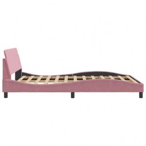 Sengeramme med sengegavl Dover - pink velour, 140 x 200 cm