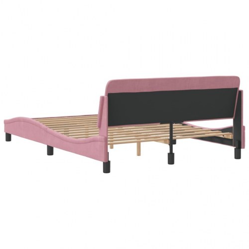 Sengeramme med sengegavl Dover - pink velour, 140 x 200 cm