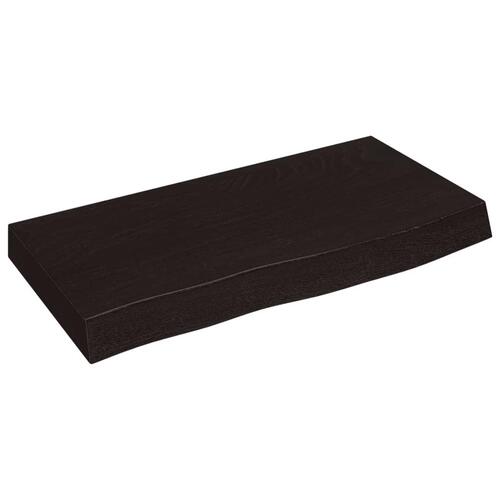 Væghylde 60x30x(2-6) cm behandlet massivt egetræ mørkebrun
