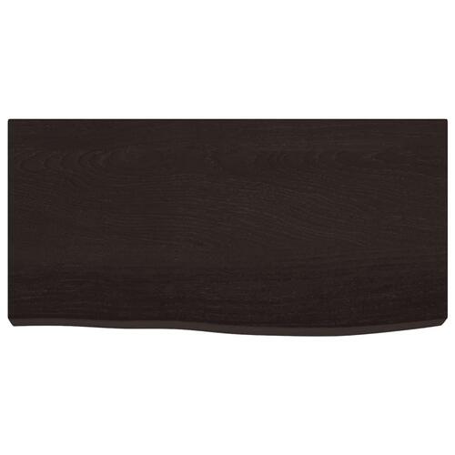 Væghylde 60x30x(2-6) cm behandlet massivt egetræ mørkebrun