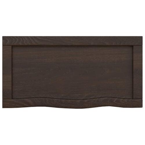 Væghylde 60x30x(2-6) cm behandlet massivt egetræ mørkebrun