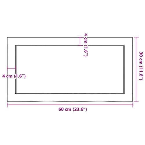 Væghylde 60x30x(2-6) cm behandlet massivt egetræ mørkebrun