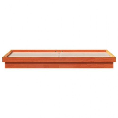 Sengeramme med LED-lys 180x200 cm massivt fyrretræ gyldenbrun