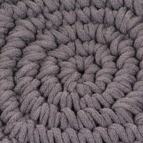 Gulvpude firkantet strikket bomuld 50 x 50 cm grå