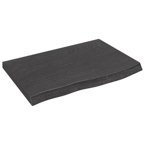 Væghylde 60x40x(2-4) cm behandlet massivt egetræ mørkebrun