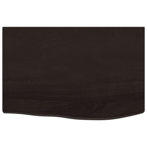 Væghylde 60x40x(2-4) cm behandlet massivt egetræ mørkebrun